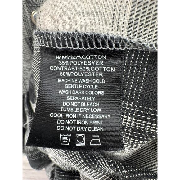 Maniere De Voir Split Flannel Fleece Hoodie Womens 8 Gray Black White Drawstring - Picture 10 of 12